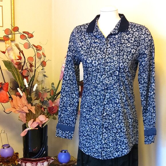 NWT NH NADINE H Women’s Multi Color Printed Floral Pleated Long Sleeve Blouse 38 - Picture 3 of 10